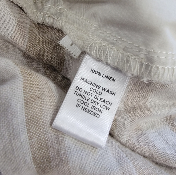 LOFT Tan Black Neutrals Striped 100% Linen Skirt Size Small - Picture 10 of 12